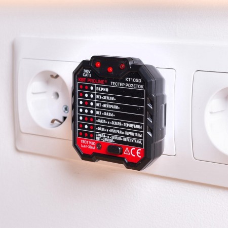 КВТ Тестер розеток и УЗО KT 105D КВТ Тестер розеток и УЗО KT 105D