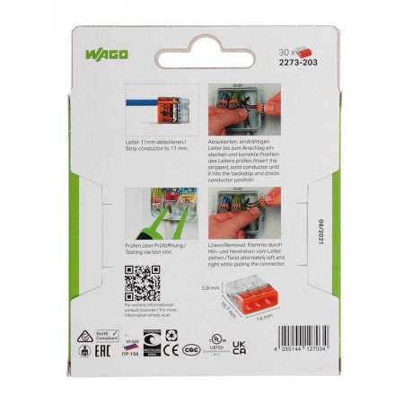 КВТ Клеммы WAGO 2273-203/996-030 (3Х2,5мм2) (блистер 30 шт.) 86570 KVT КВТ Клеммы WAGO 2273-203/996-030 (3Х2,5мм2) (блистер 30 шт.) 86570 KVT