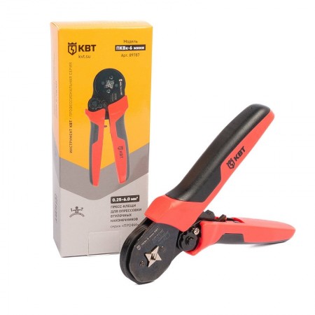 КВТ Универсальные пресс-клещи для опрессовки втулочных наконечников ПКВк-6 мини серия ПРОФИ 89787 KVT КВТ Универсальные пресс-клещи для опрессовки втулочных наконечников ПКВк-6 мини серия ПРОФИ 89787 KVT